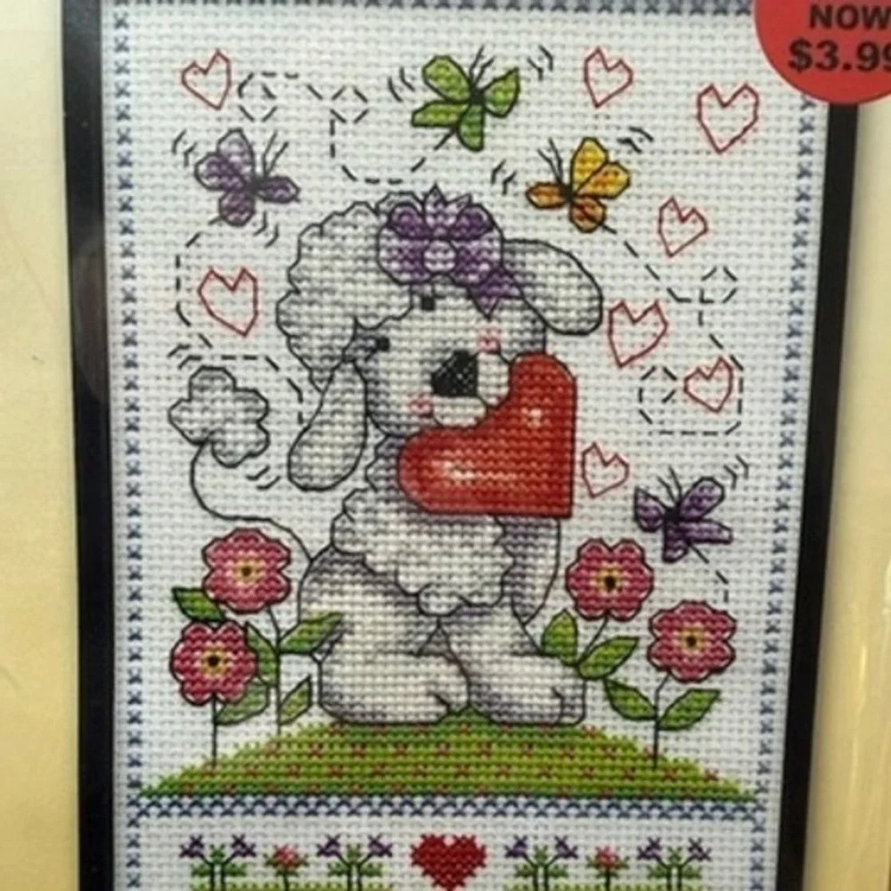 Design Works Dog with Heart Counted Cross Stitch Kit 3219 Joan Elliott Puppy DIY